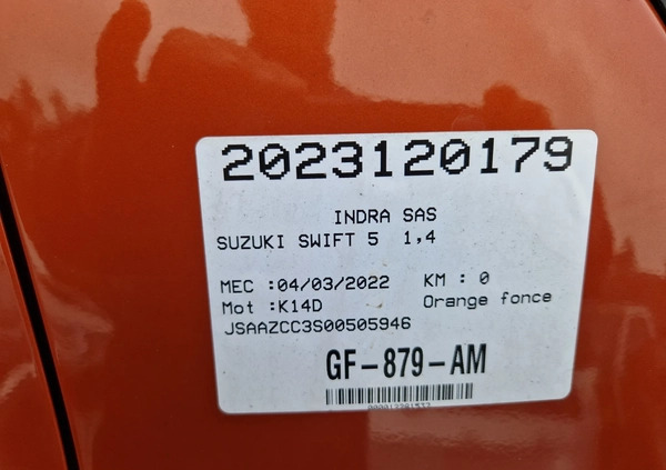 Suzuki Swift cena 46999 przebieg: 11532, rok produkcji 2022 z Pyrzyce małe 121